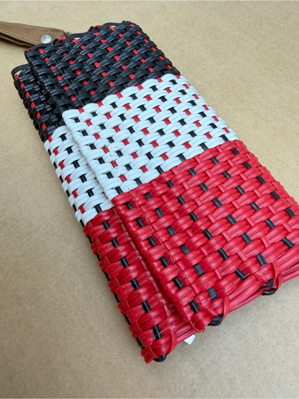 Woven Rattan Wristlet Wallet Clutch Red White Black